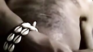 Black amateur strips and masturbates into an intense orgasm