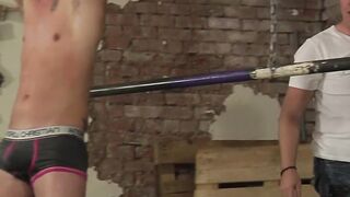 Blindfolded bound sub twink Cameron James dominated by dom
