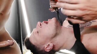 Tattooed hunk Dalton Riley gets rough throatfuck after BJ
