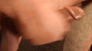 Bearded Dick Hardy up and down his tasty cock in front of his computer