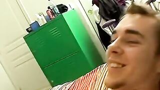 Jock boy Kelly Cooper beat his own massive meat before his cum shoots