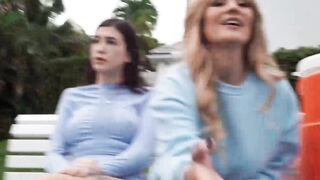 Busty blonde Ellie Tay is fucked in a public POV situation nearly getting caught