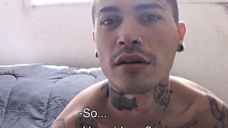 My tatted boyfriend Kendro runs his mouth up and down to lean Aquiles boner