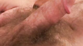 Bald amateur teases his thick throbbing cock in kinky solo