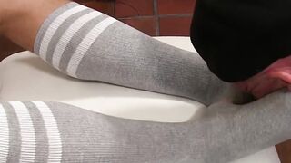 Hunky gay foot worshiped and licked by mature homosexual