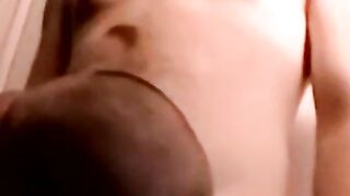 Hairy amateur offers his small cock to a chubby cock sucker