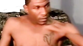 Black amateur jerks off and receives blowjob from mature man