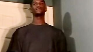 Black amateur jerks off and receives blowjob from mature man