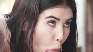Brunette Lady Dee rides big cock reverse cowgirl for facial