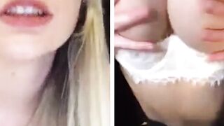 Brunette lesbian rubbing her wet tight pussy for Kenna James