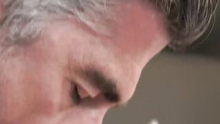 Horny stepdad deepthroats younger lad before barebacking him