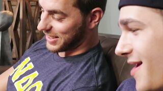 Hottie Jayden Marcos deepthroats the hard dick of Carter Woods before giving him a ha