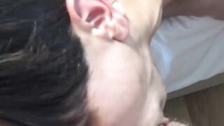 Cute twink Bryan finds himself enduring a huge cock entering his wet ass
