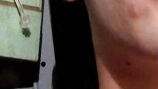 Blowing smokes before jerking off my creamy cum on the floor