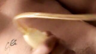 Blowing smokes before jerking off my creamy cum on the floor