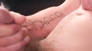 Tattooed stallion jerks off his cock in passionate solo act