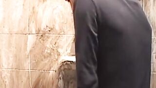 Drunk latino twink gets pissed on and smashed in bathroom