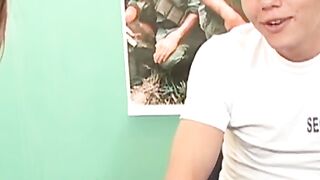 Amateur twink jacks off while being drilled in the rear