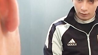 Amateur twink jacks off while being drilled in the rear