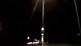 Straight thug Billy wanks in his car while driving at night
