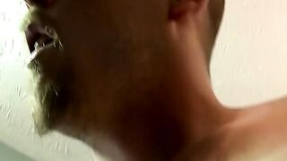 Hairy homo youngster Robert gets his cock sucked dry