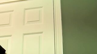 Skinny amateur twink with glasses spanks his cock and cums