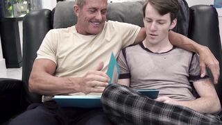 Older dad seduces young stepson and fills his butt with cum