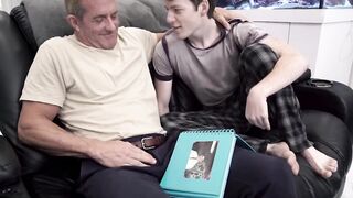 Older dad seduces young stepson and fills his butt with cum