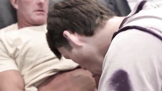 Older dad seduces young stepson and fills his butt with cum