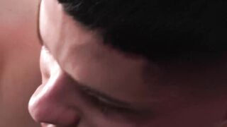 Bearded stepdad rimmed stepsons ass before drilling him raw
