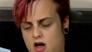 Cutie puts a huge toy inside of his ass and enjoys it
