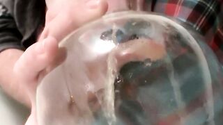 Hung straight Daniel Delong emptying his round balls into a vase