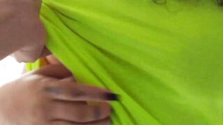 Thick ebony Remy Woods craves cock even with people around them