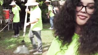 Thick ebony Remy Woods craves cock even with people around them