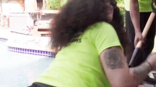 Thick ebony Remy Woods craves cock even with people around them