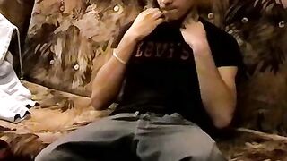 Euro chainsmoker Brad fires up one smoke after another while stroking his throbbing b