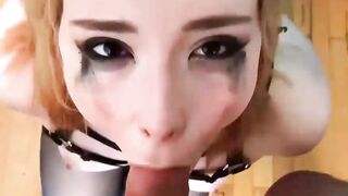 Cute Girl Hard Deepthroat and Oral Creampie Closeup