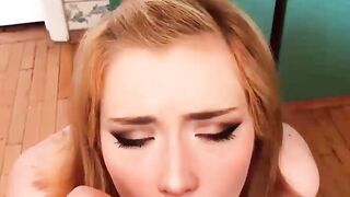 Cute Girl Hard Deepthroat and Oral Creampie Closeup