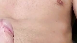 Playing with my cock and spilling cum on the couch