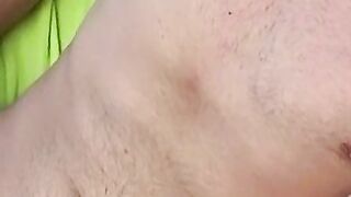 Playing with my cock and spilling cum on the couch