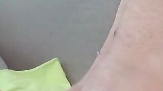 Playing with my cock and spilling cum on the couch