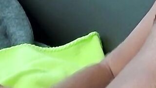 Playing with my cock and spilling cum on the couch