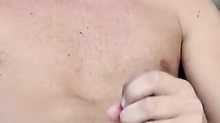Playing with my cock and spilling cum on the couch