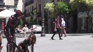 Slaves subjected to rough sex in public