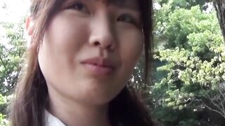 Japanese schoolgirl playing with her pussy over panties