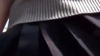 Japanese schoolgirl playing with her pussy over panties