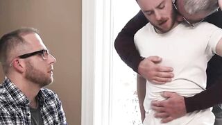 Tranny Luke Hudsons mouth and pussy gets intense plowing from his Dale Savage and Joe Hoe 2