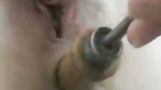 Milf With Big Tits Plays With Tools In Her Holes