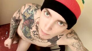 Gorgeous skater guy Blinx made a mess after wanking out his juicy loads
