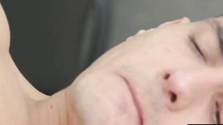Hairy stag Sir Peter splatters his sticky cum on my innocent face
